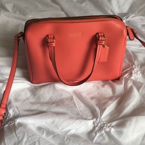 Coach Peyton coral leather Bennet mini satchel